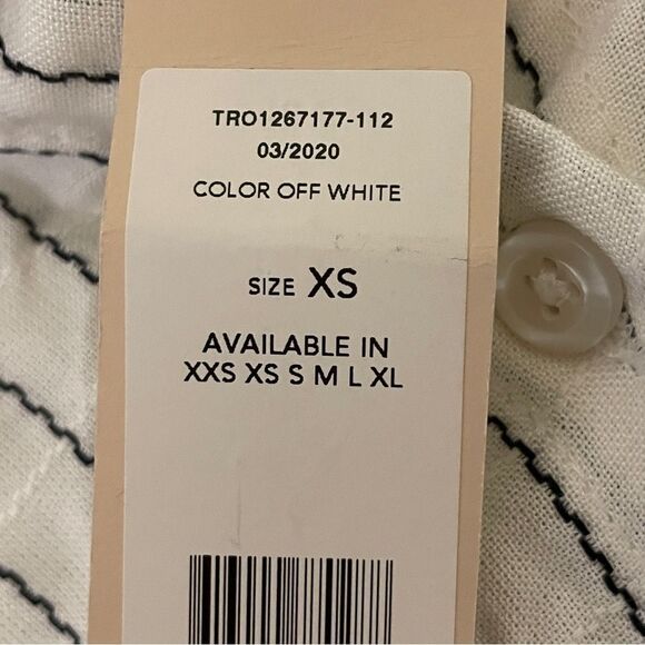 NWT BCBGeneration Faux Wrap 3/4 Sleeve Striped Blouse White Black Size XS - Picture 11 of 16